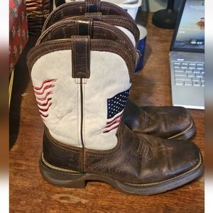 Kids Size 4.5Y Durango Brown and White Western Boots